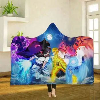 

Anime Naruto 3D Printing Throw Hooded Blanket Wearable Warm Fleece Bedding Office Quilts Soft Adults Travel 14