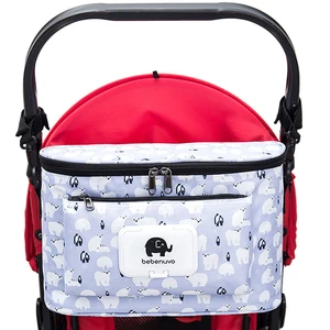 Bolsa de pañales con dibujos animados para cochecito de bebé, organizador de bolsas de pañales, carrito para cochecito, cesta con gancho, accesorios para cochecito