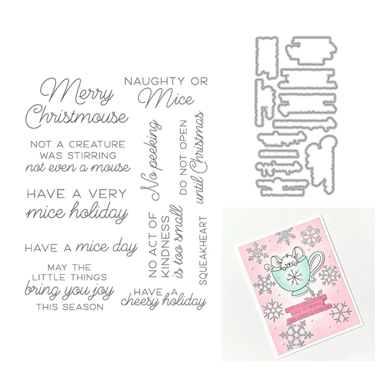 

New 2021 Christmas Metal Cutting Dies for Scrapbooking Paper Making Have A Nice Day Clear Stamps Set Frame Craft Card