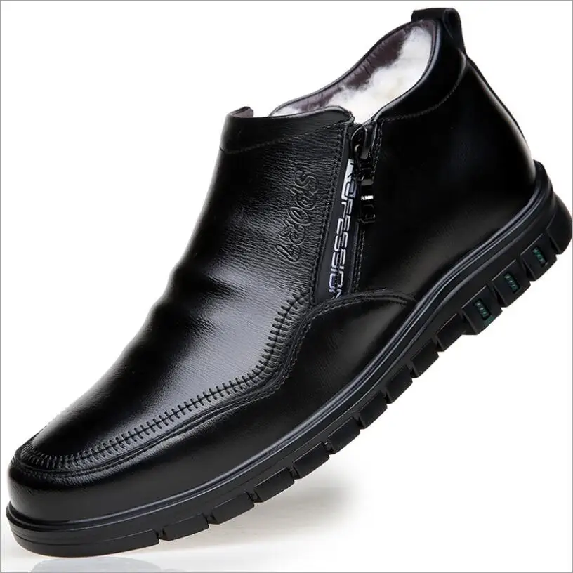 

J828 Designer Dad shoes winter boots Keep warm High help boot men genuine leather 100% wool Sheepskin lining Snow boot erkek bot