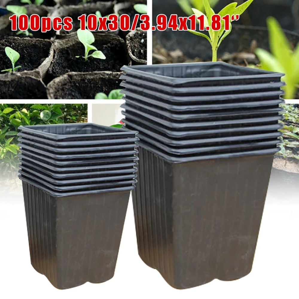 100 PACK NURSERY POTS Outdoor Vegetable Flower Plant Plastic Pot Garden 