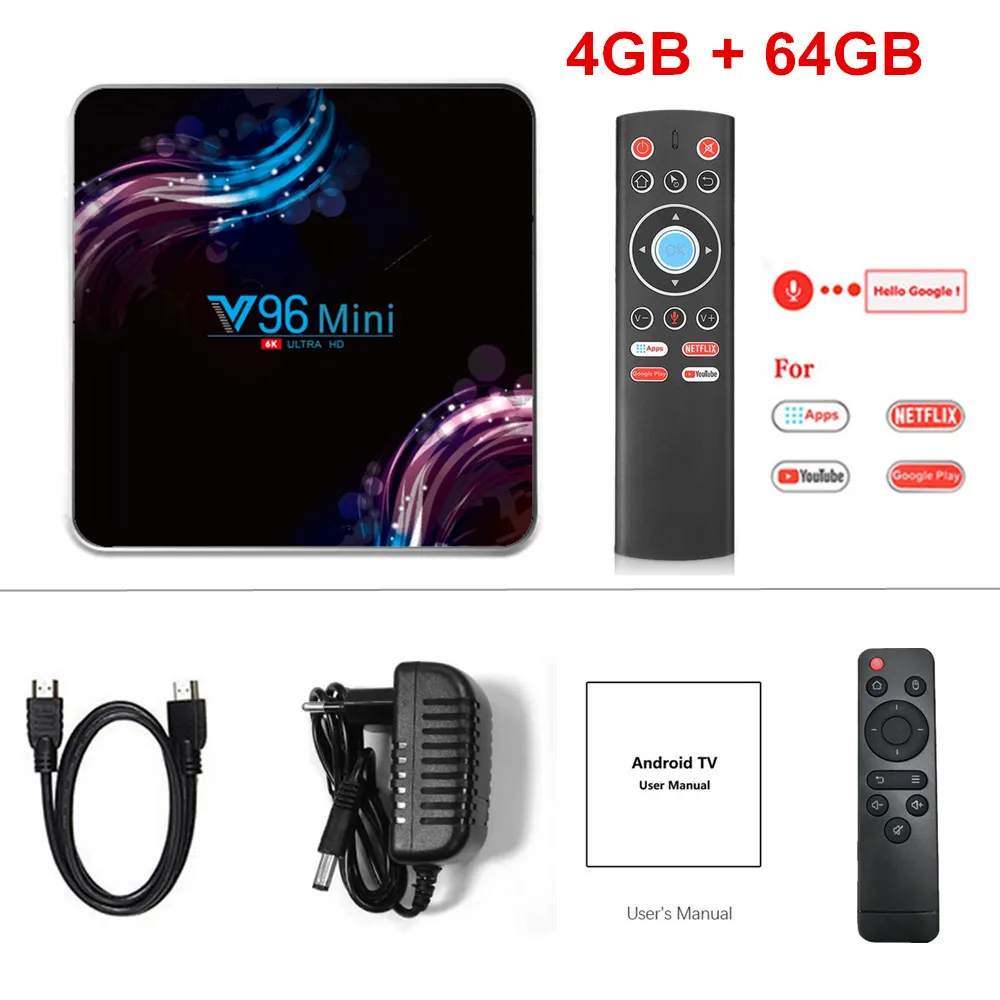 4G64G voice control V96 мини ТВ коробка Android 9,0 Allwinner H6 4 ядра, 4 Гб 128 6K H.265 Wi-Fi V96mini 32 ГБ/64 Гб Smart tv Box HD Netflix Youtube - Цвет: 4G64G voice control