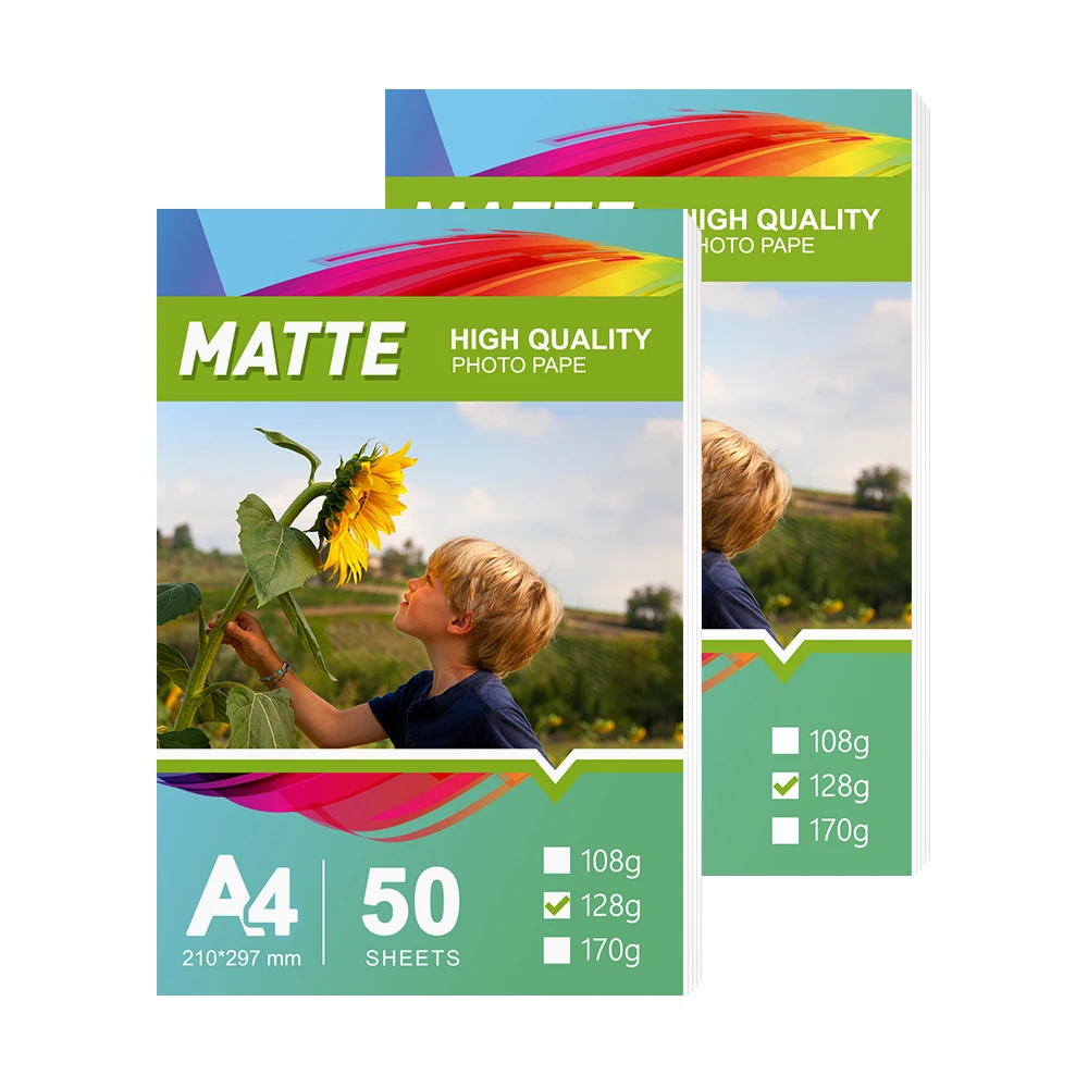 

UniPlus A4 Printer Photo Paper Matte Paper 50 Sheets 128g 210*297mm Image Printing Paper for Color Inkjet Printer Album Paper