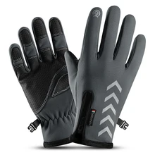 Зимние водонепроницаемые перчатки с сенсорным экраном, противоскользящие перчатки на молнии для мужчин и женщин, перчатки для катания на лыжах, рыбалки, теплые спортивные перчатки, утепленные