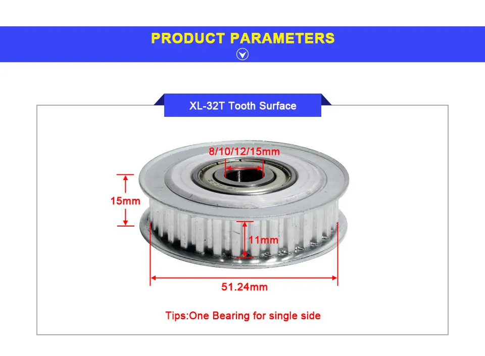 LUPULLEY XL Тип 32 т алюминиевые зубчатые зубья ширина 11 мм 3d принтер s части для шкива часть 32 т алюминиевый зубчатый шкив для 3d принтера