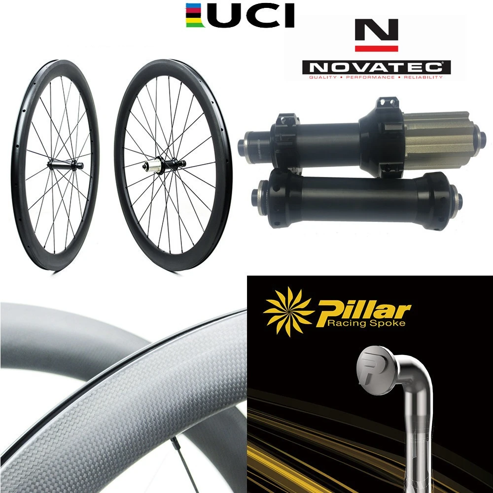 ELITEWHEELS Straight Pull Hub 700C Carbon Wheels Tubeless Clincher Tubular Novatec AS511SB/AS522SB 20-24H Hub Bicycle Wheelset