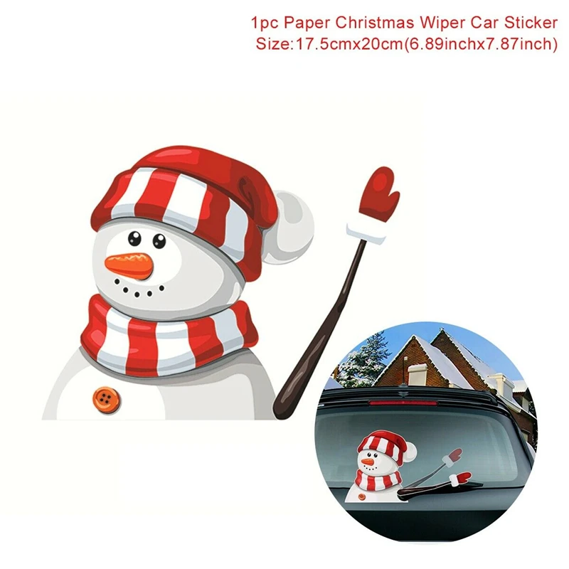 Dropshipping Christmas Windshield Sticker Santa Claus Cute Window Decals Car Wiper Sticker Decals Rear Windshield Decor - Color: 2