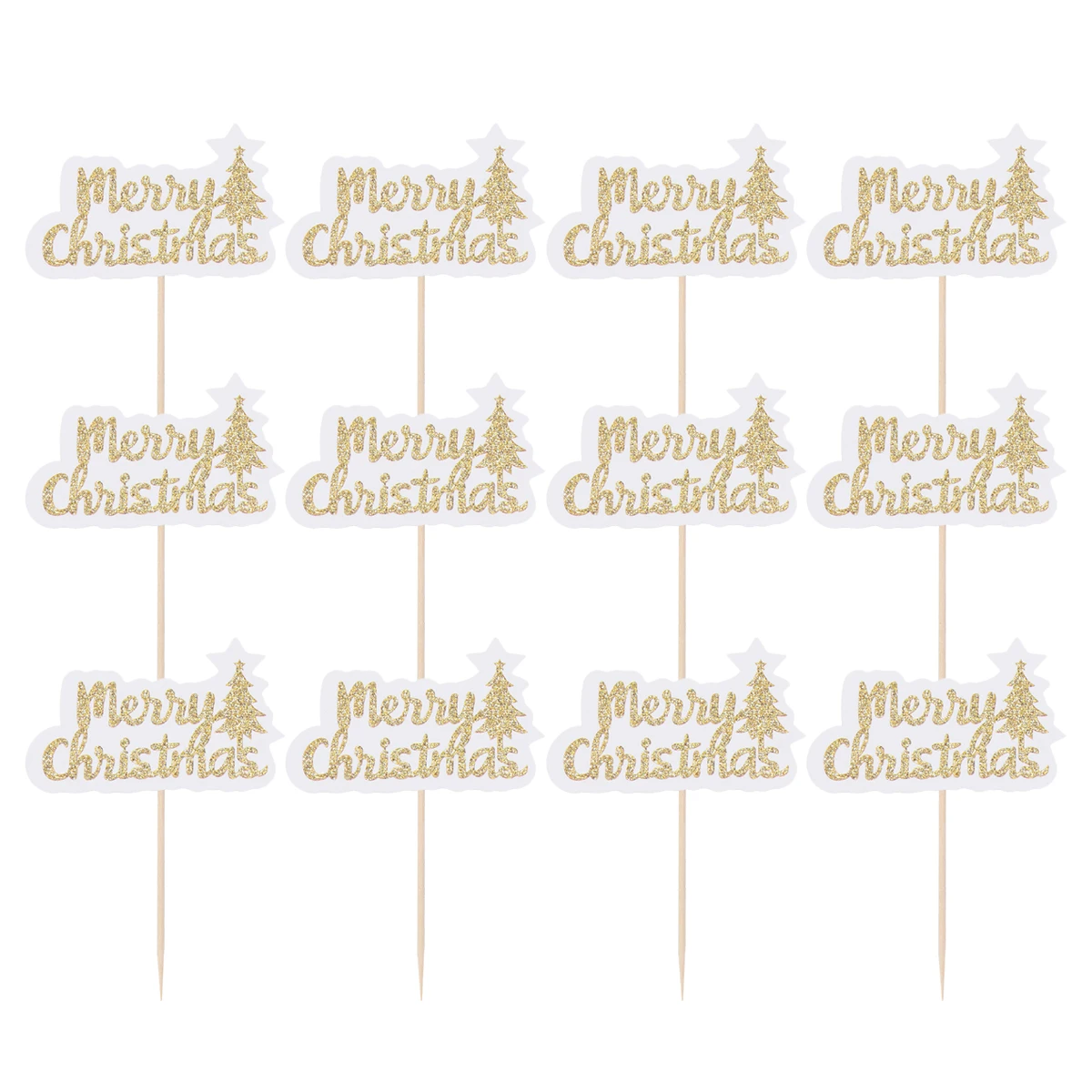 Fashion Cake Toppers Merry Christmas Unique Charming Cake Picks Fruit Picks Dessert Toppers for Christmas Banquet Xmas Party