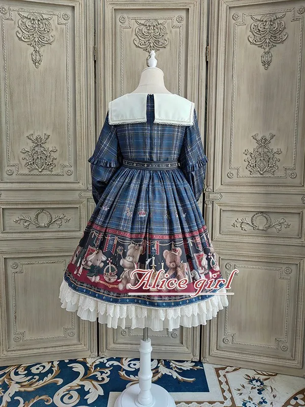 Милое Тедди~ винтажное вечернее платье Лолита с длинным рукавом от Alice Girl~ предзаказ