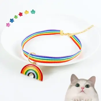 

Cat Collar Pet Rainbow Pendant and Adjustable Collar Cat Dog Collar Pet Products Pitbull Arnes Gato Pet Collars