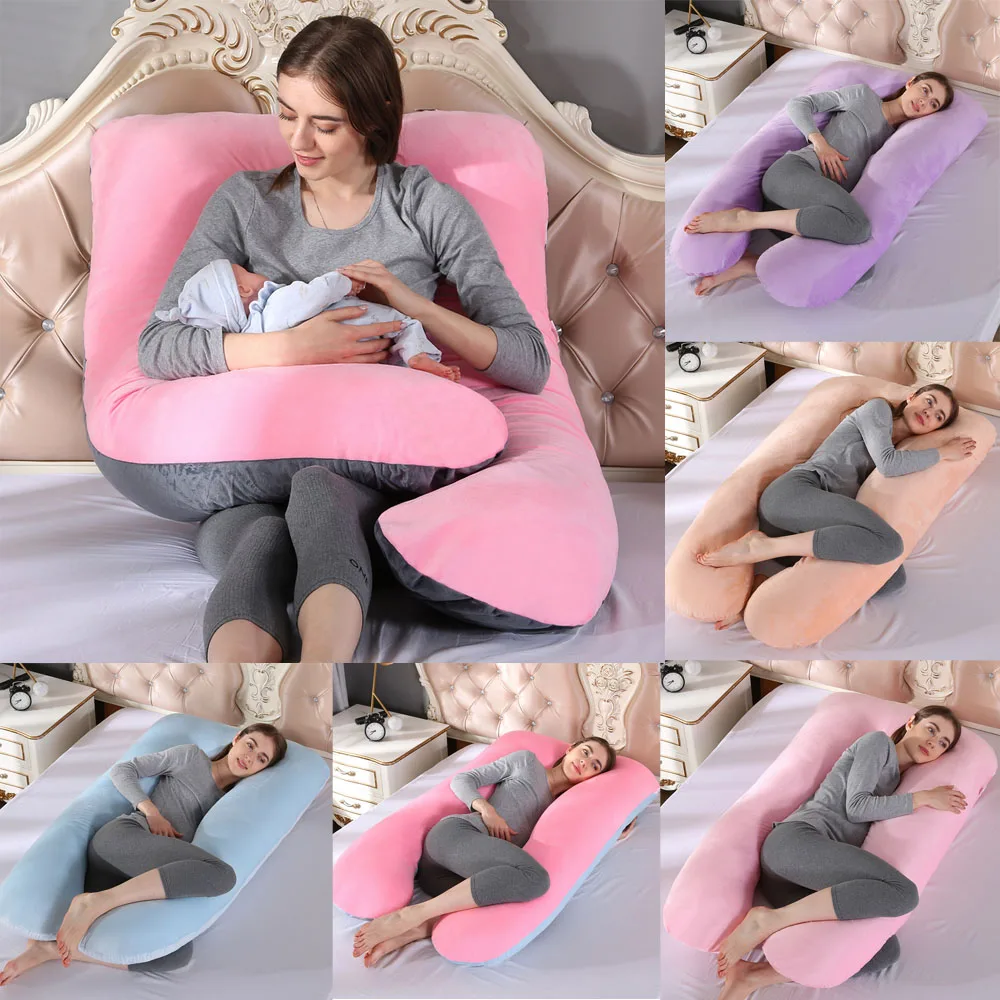 Large U Shaped Contoured Body Pregnancy Nursing Maternity Pillow Cozy Comfort 