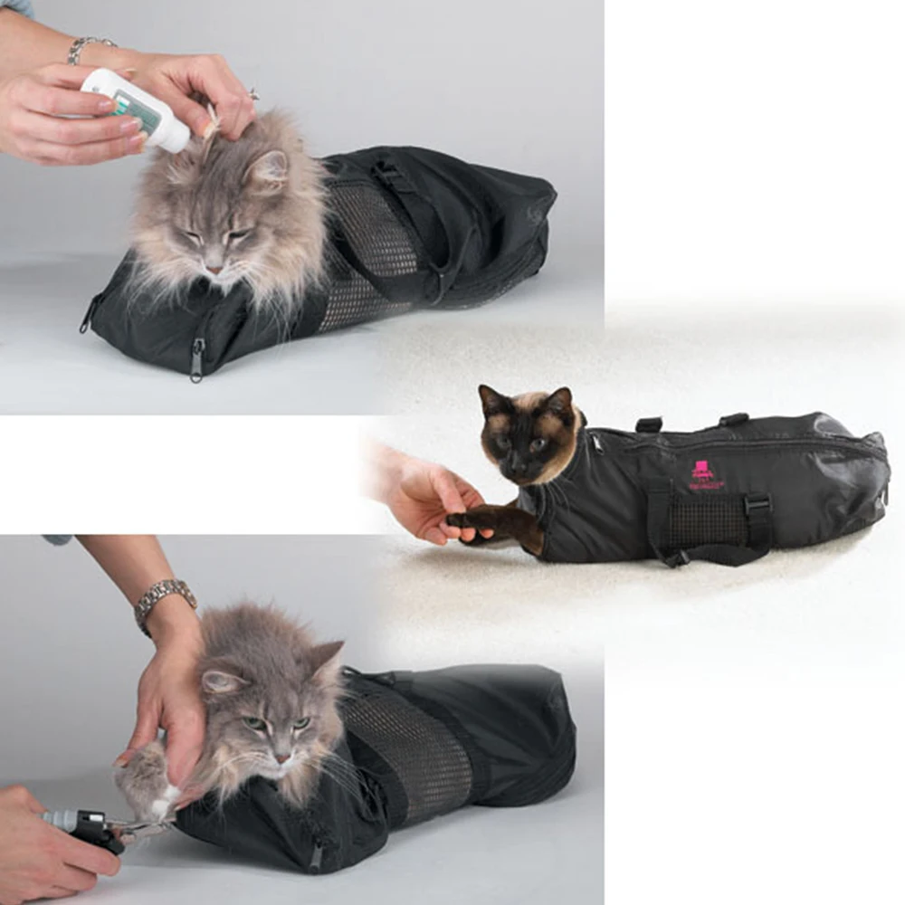 Adjustable Mesh Cat Grooming Bath Bag Cats Washing Carrier Bags Pet Cat Bathing Restraint Bag Pet Cat Dog Grooming Tool