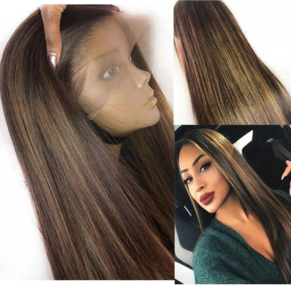Highlight Blonde 13x6 Transparent Lace Front Human Hair Wigs Preuvian Headband Silk Base Full Lace Wig 360 Lace Frontal U Part