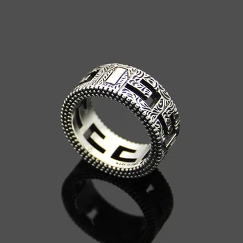 

Titanium steel jewelry hollow letter pattern ring couple square G letter Arabic engraved pattern ring