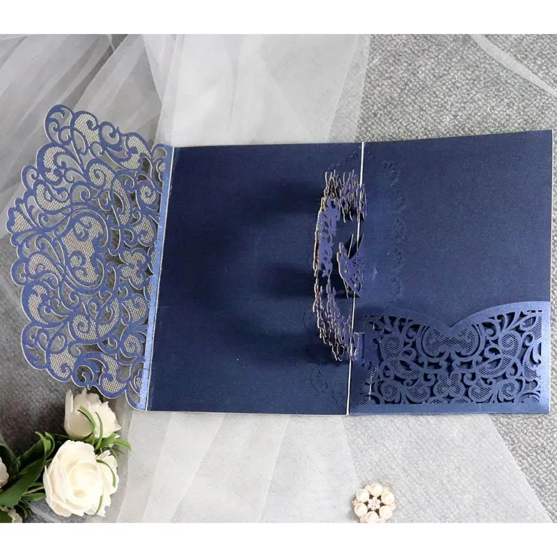  10 Pcs 3D European Style Wedding Invitation Card with Envelope Kits Party Supply - 4.0005E+12