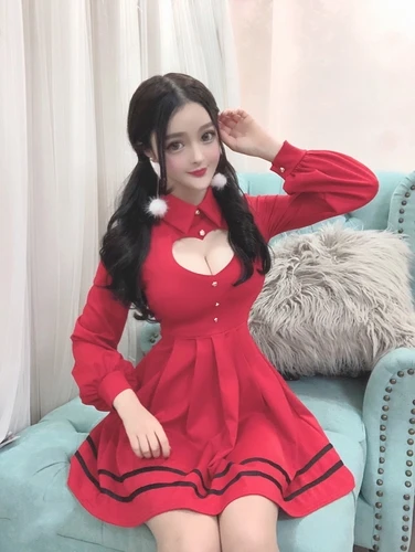 Long Sleeve Red Весеннее сексуальное плиссированное платье для женщин, милое тонкое женское платье трапециевидной формы с вырезом в виде сердца, вечерние платья Kawaii, мини-платье-рубашка, Клубное платье - Цвет: Long Sleeve Red
