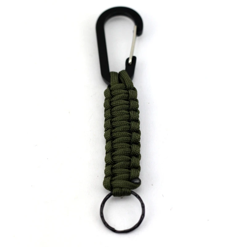 1Pc Outdoor Survival Kit Parachute Cord Keychain Military Emergency Paracord Rope Carabiner For Keys 140kg Tensile Strength