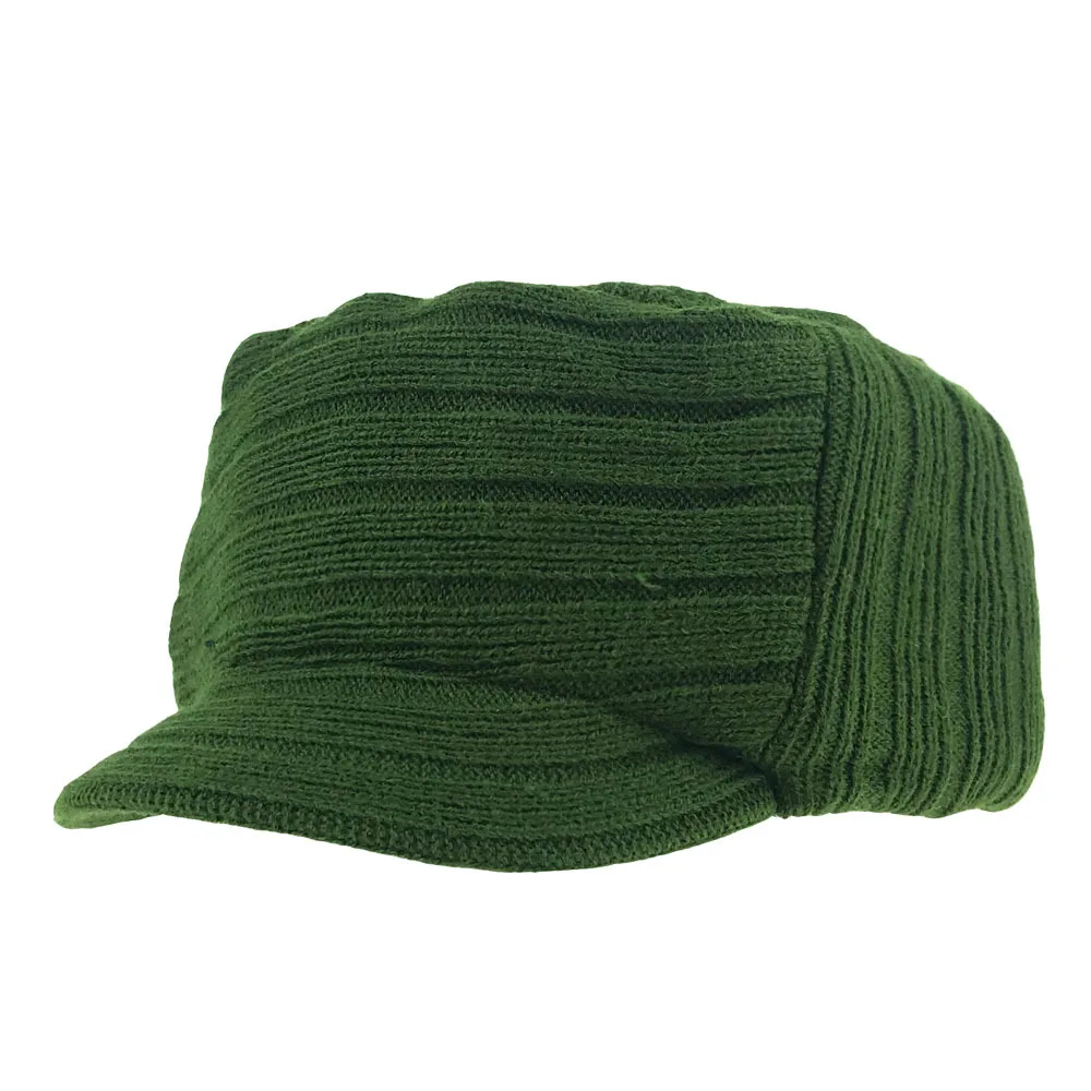Мужские и женские шапки, зимние и осенние шапки с козырьком, бархатные вязаные шапки для конного спорта, сохраняющие тепло, женские шапки для отдыха на открытом воздухе - Цвет: Зеленый