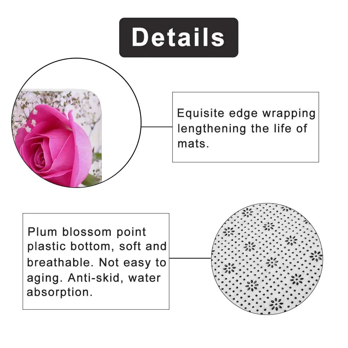 Xueqin Pink Rose Printed Pattern 180x180cm Shower Curtain Pedestal Rug Lid Toilet Cover Mat Non-slip Bath Mat Set Bathroom