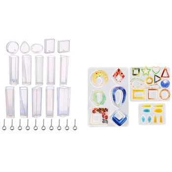 

15 Pieces Molds Silicone Pendant Mould and 100 Pieces Eye Screw with (Set of 3) Epoxy Resin Earring Molds
