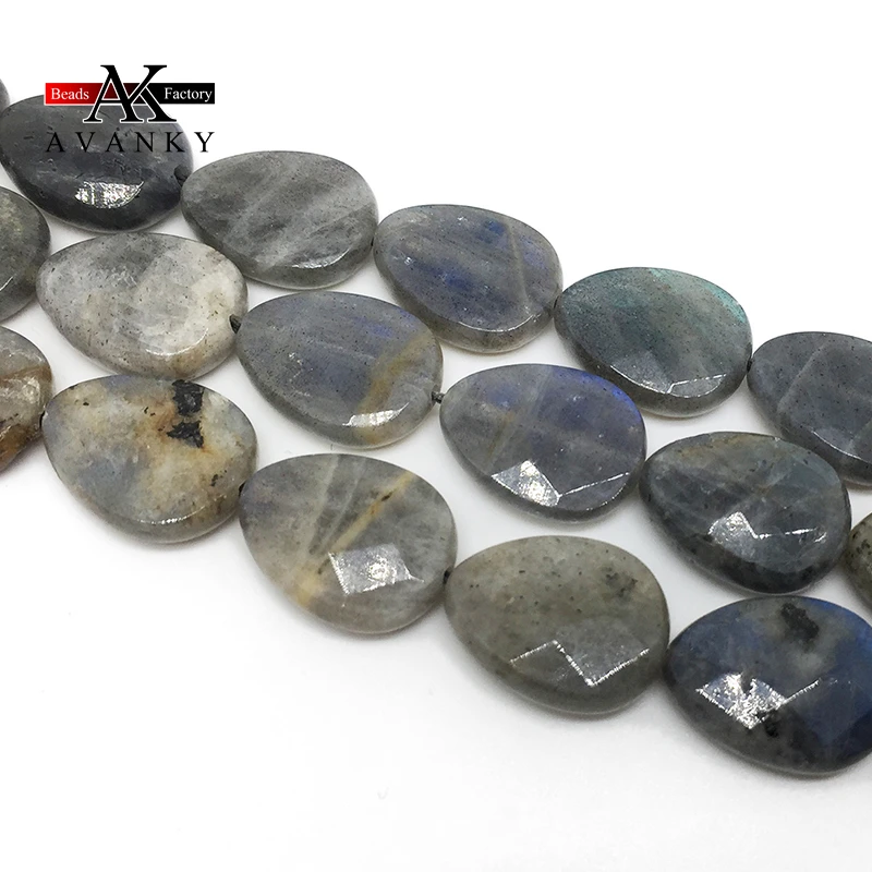 Natural Stone Blu-ray Labradorite Beads Faceted Water Drop Shape Loose For Jewelry Making DIY Necklace Bracelet 15'' 8x12mm