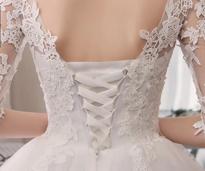 Robe De Mariee элегантные белые свадебные платья с круглым вырезом и коротким рукавом кружевная Иллюзия Аппликации вечернее платье невесты Suknia Slubna