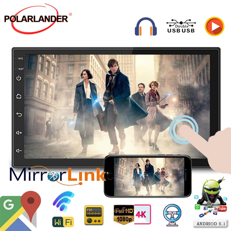 Универсальный Mutimedia App-загрузка для Carplay + Iphone Android Mirrorlink wifi-Link Auto-radio 2din 7 &quotMP5 плеер