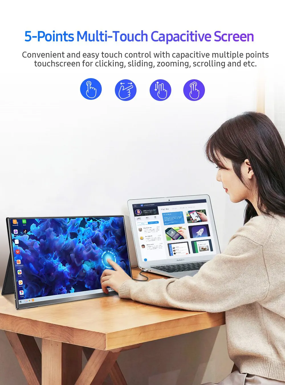UPERFECT-޴  15.6 &, FHD IPS USB C ġũ HDR FreeSync 2 Ŀ HDMI cŸ OTG ǻ ÷ Ʈ ̽ 
