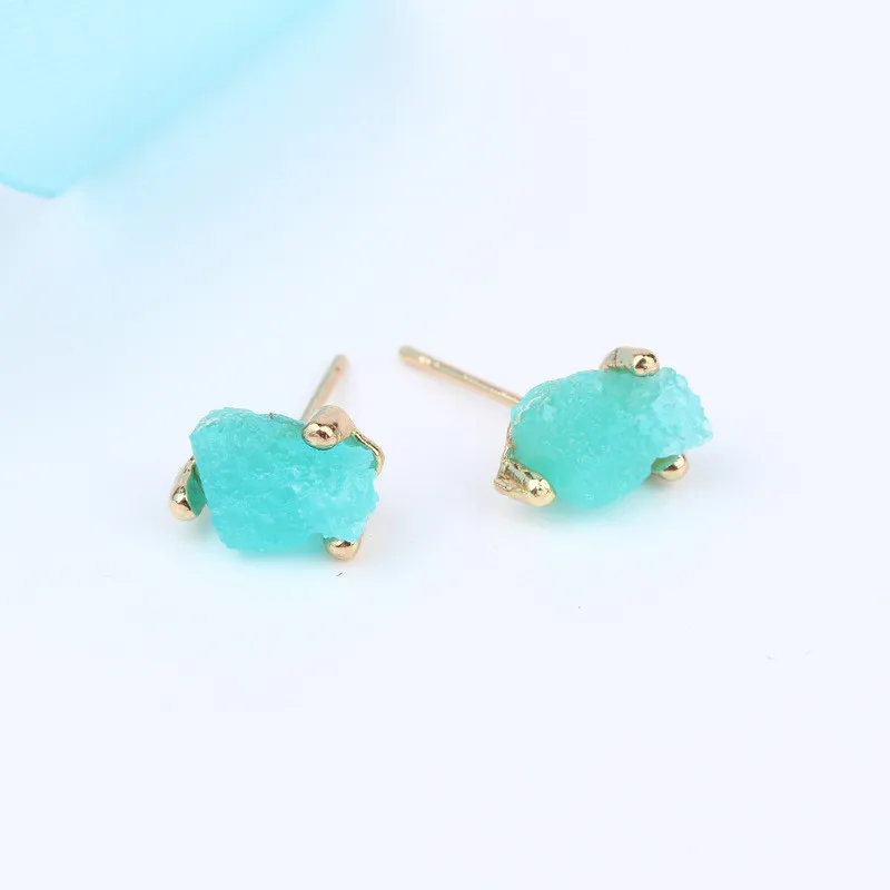 Simple Little Cute Bijoux Female Piercing Earrings For Women Jewelry Trendy Irregular Druzy Resin Small Stud Earrings Gift J101 (6)