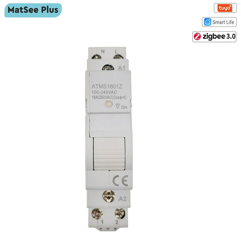 

Tuya Smart Life ZigBee Circuit Breaker Din Rail 1P Single Pole Dry Contact Timer Relay App Remote Control Alexa Google Home