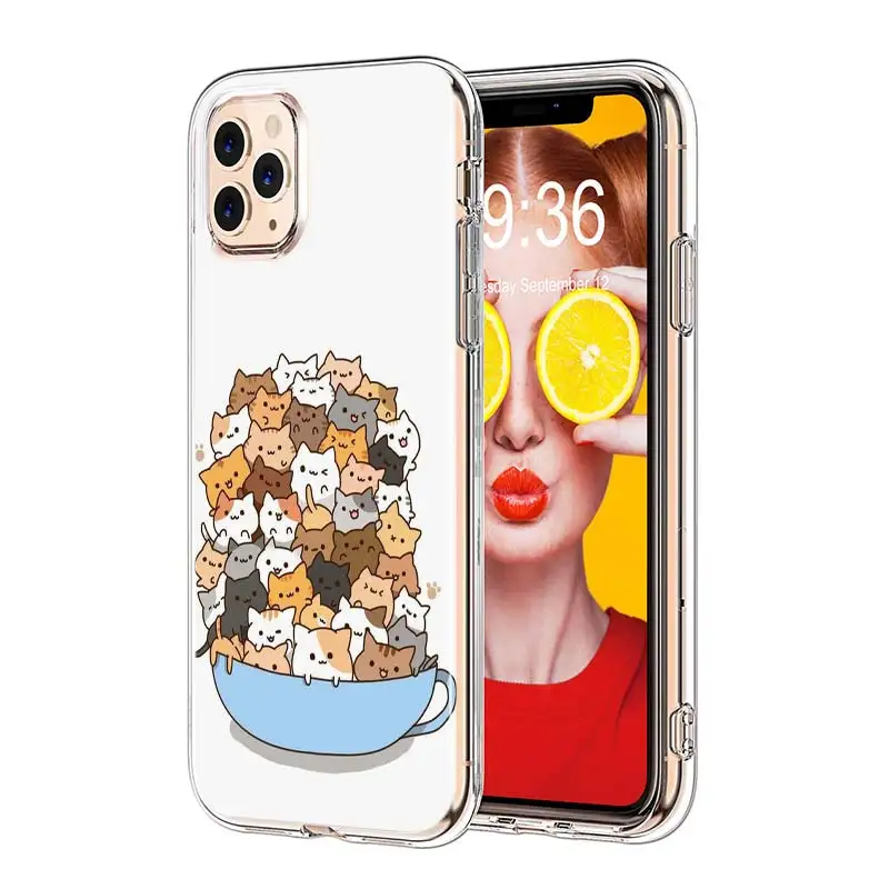 Силиконовый ТПУ чехол для iPhone 11 11Pro XS MAX XR X Kawaii милый кот для iPhone 8 7 6S 6 Plus 5S чехол для телефона