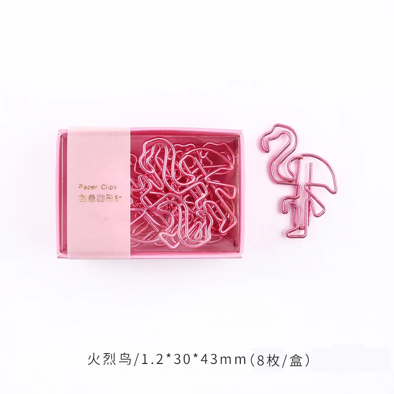 Flamingo Lonely Planet Creative Boxed Paper Clip Cute Shape Paper Clip Bookmark 1BOX - Цвет: Flamingo
