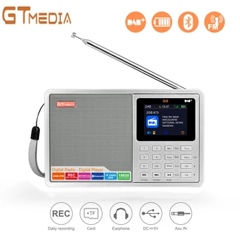 

GTMEDIA D2 Portable DAB Radio Digital FM Radio Bluetooth Speaker FM AUX IN TF Card Slot MP3 Player Recording earphone socket