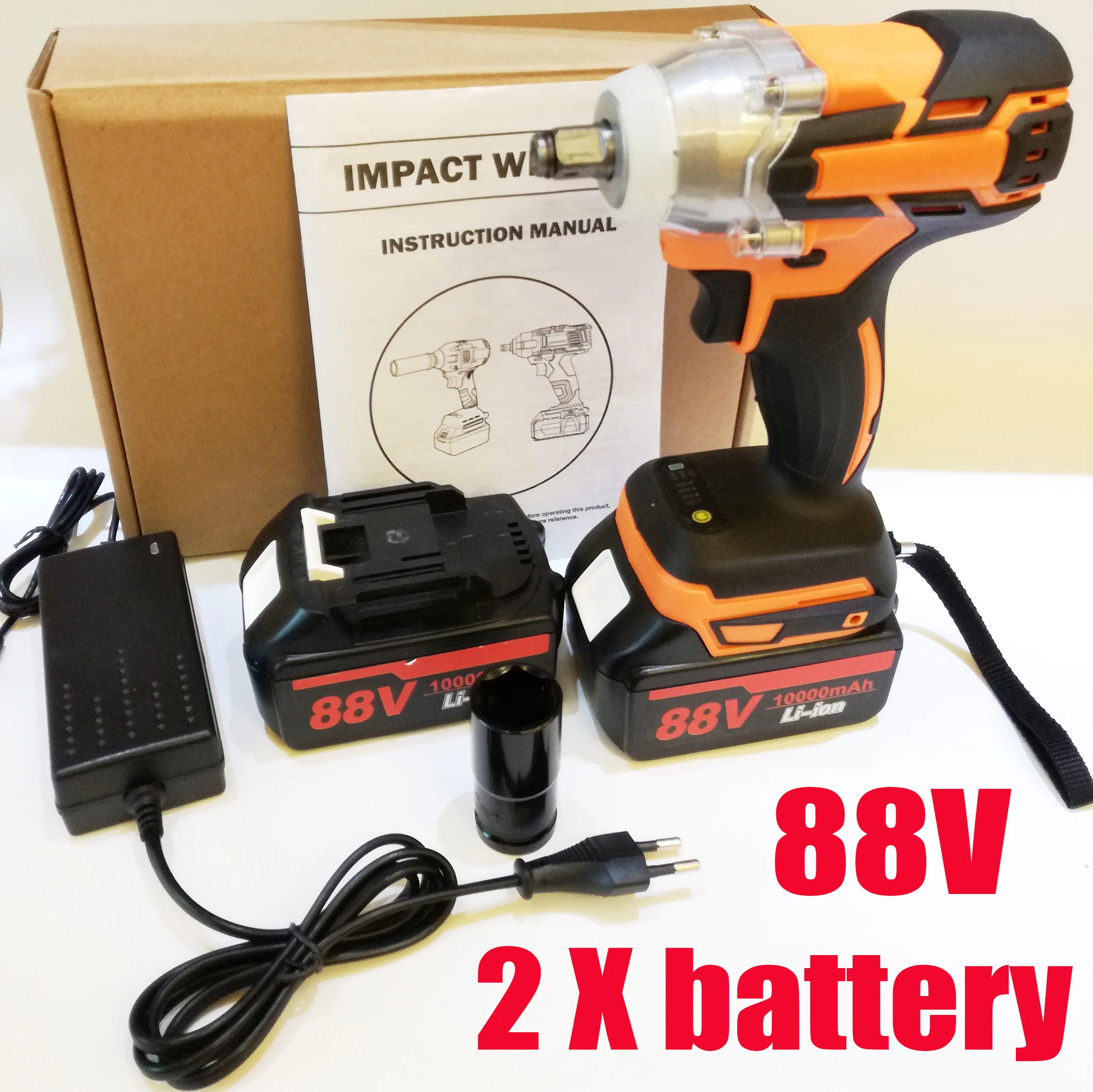 88v 550n.m Electric Brushless Impact Wrench Rechargeable 1/2'' Socket