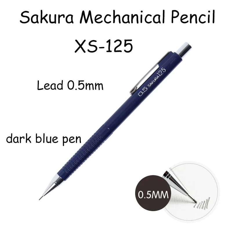 1pc d blue skr xs125 1 шт. Сакура XS-12 механический карандаш с ластиком Топ 0,3 0,5 0,7 0,9 мм Заполняемые карандашный грифель очень хороший, автоматический карандаши для черчения - Цвет: 1pc d blue skr xs125