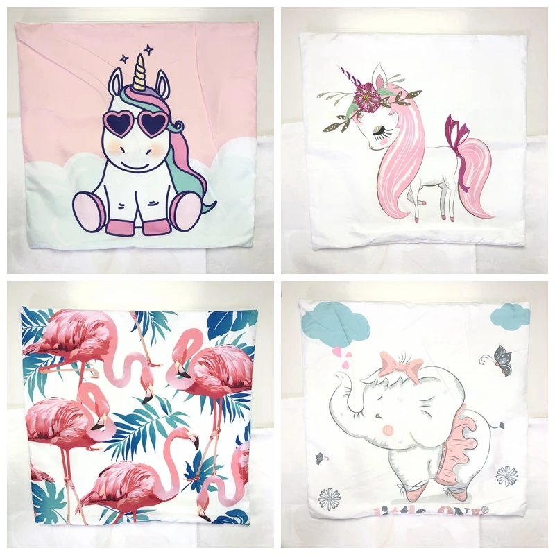 Розовый Единорог Фламинго печатных наволочки полиэфирная наволочка для ткани