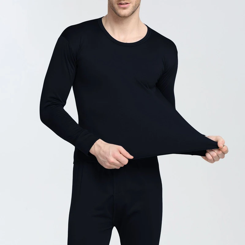 Men Women Thermal Underwear Set Tops+ Pants Lovers Autumn Winter Soft Warm Sexy Seamless Clothes Elastic Tops Pants Pajamas - Цвет: Men-Navy Blue