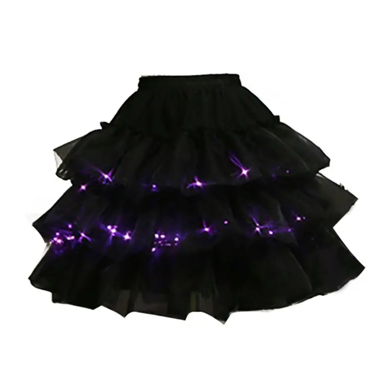 Lolita LED Luminous Short Petticoat Tutu Skirt Layered Tiered Puffy Ruffled Bustle Women Wedding Hoopless Underskirt | Свадьбы и
