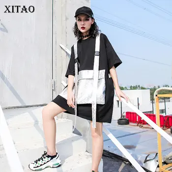 

XITAO Europe Fashion Dress Women Black Pocket Loose Patchwork Street Personality 2020 Summer New Casual Tide Women Dress XJ4664