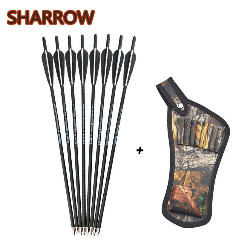 

8Pcs 16/17/18/20/22In Crossbow Carbon Arrows Crossbow Bolts Shaft Tips +Arrow Quiver Outdoor Shooting Practice Game Accessories