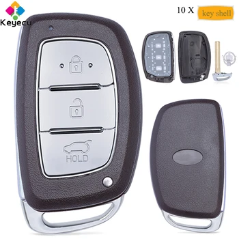 

KEYECU 10PCS/Lot Smart Remote Car Key Shell Case With Battry Holder 3 Buttons - FOB for Hyundai IX25 IX35 Elantra Sonata Verna