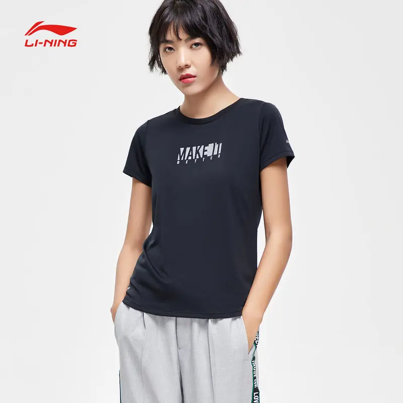 Li Ning женский тренировочный топ с коротким рукавом на сухой полиэстеровой