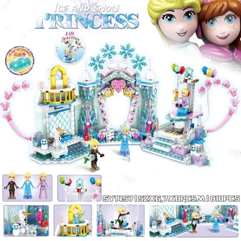 

2020 Ice and Snow Wonderland playground Princess Castle Amusement Park Building Blocks Set Friends Figures Bricks Girls Set Toys