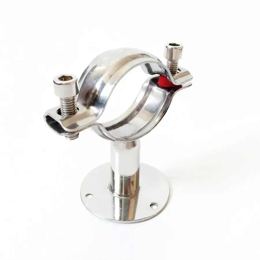 

42-45mm 1-3/4" 42mm Pipe Hanger Bracket Clamp Support Clip With Base Plate 304 Stainless For Beer Brewing L=100mm