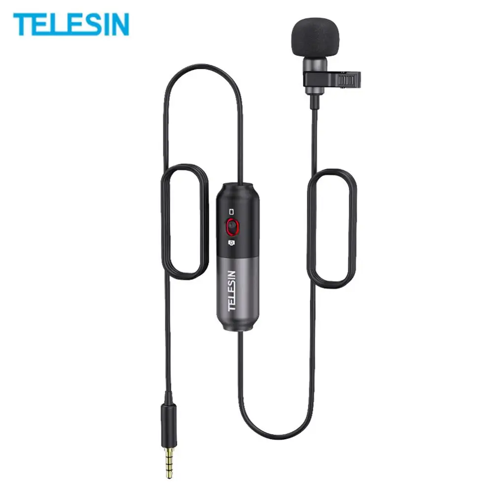 

TELESIN 5.5m Lavalier Microphone Lapel Collar Clip-on Mic for Phone Recording Microphones Phone IPhone Android Youtube