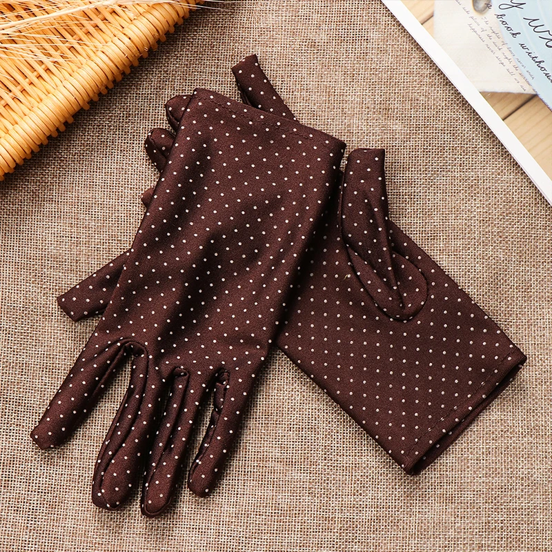 1 Pair New Fashion Women Sun Protection Wrist Gloves Dot Elastic