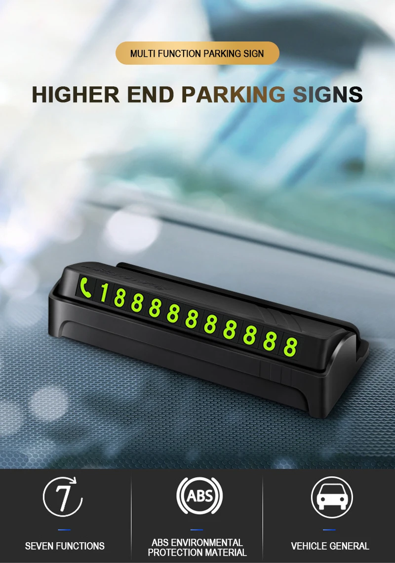 Card Car Temporary Parking Number Phone Plate Telephone Holder Luminous Sticker