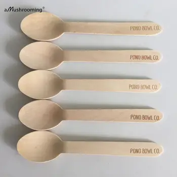 

2500ct Custom Wooden Cutlery Wood Flatware Disposable Spoons Forks knives Cake Taster Spoons cafe hotel office break room pubs