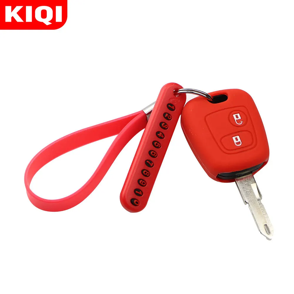 

Silicone Car Key Cover Case Key Chain with Phone Number Holder for Citroen C1 C2 C3 C4 XSARA PICASSO Peugeot 106 107 206 207 307
