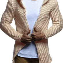 Мужской кардиган, мужская куртка, свитер миди с длинными рукавами, черный/зеленый/хаки, зима-осень, повседневный плотый вязаный кардиган, Мужской пуловер